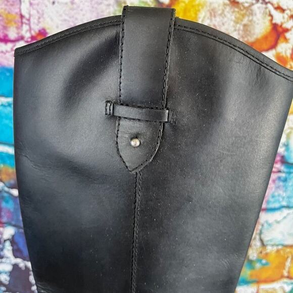 Frye & Co Tania Black Leather Pull On Tall Riding Boots Equestrain Size 6 1/2 - Picture 8 of 16